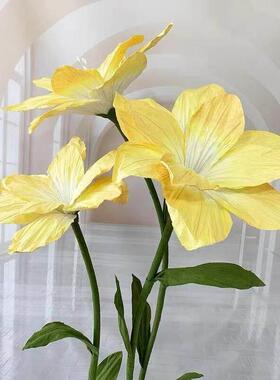 百合纸艺花粉色紫色婚礼舞台摆件婚庆彷真花美陈橱窗打卡拍照道具