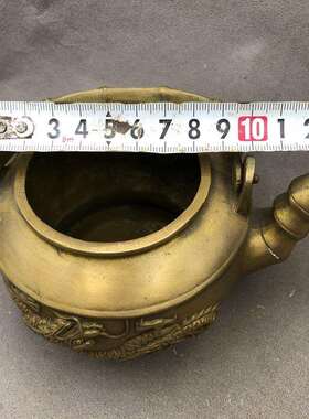 纯铜工艺品铜壶 酒壶水壶家居工艺摆件 双龙壶 提梁壶 复古铜器