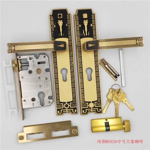 新款直销纯铜新中式纯铜大门锁木门锁室内静音门锁别墅机械房间门