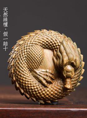 绿檀木雕祥龙创意龙马精神文玩手把件生肖龙马龙年吉祥物摆件