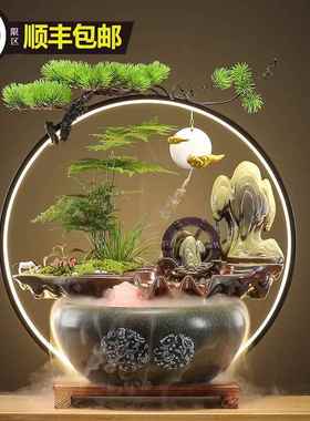 招财流水摆件循环水客厅生财创意家居装饰办公室桌面店铺开业礼物