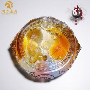 十二生肖牛聚宝盆琉璃摆件公司开业送礼客厅装饰品实用工艺品水晶