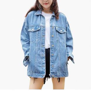Buenoble Women Oversized Mid Jacket Jean Pockets Casual Coat