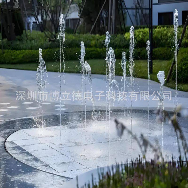 户外广场旱地喷泉玉柱喷头带灯光源头厂家施工安装设计音乐喷泉厂