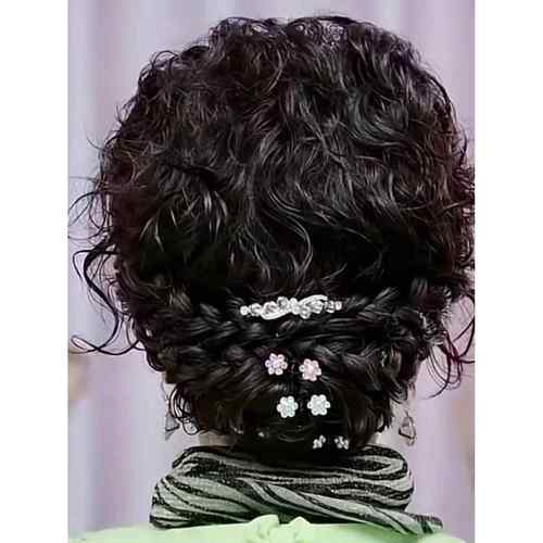 正品全真发烫和色卷辫发子覆古发髻假上发中老年假发老海风染格覆