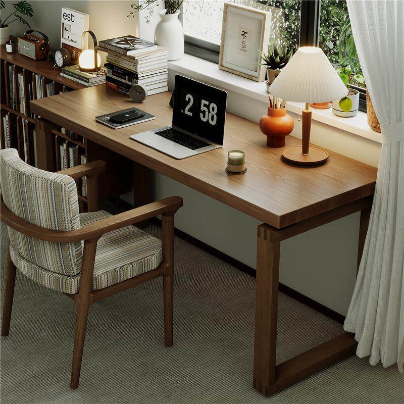靠窗全实木莫比恩书桌卧室靠墙电脑桌书房简易家用长条办公桌书桌