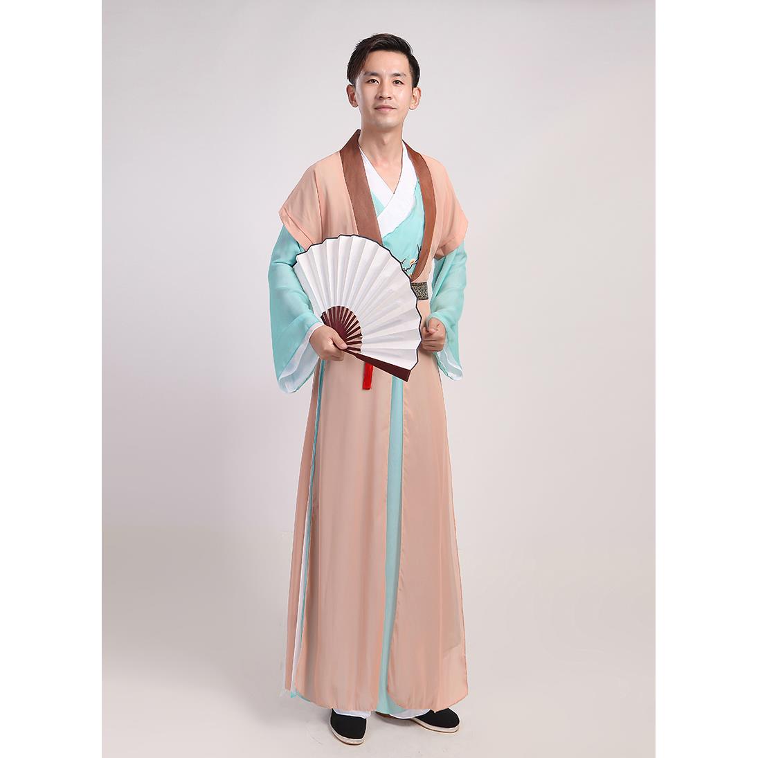 书简舞演服孔子舞男款扇古典舞纸书扇子舞生汉出服古装表演ZJV服