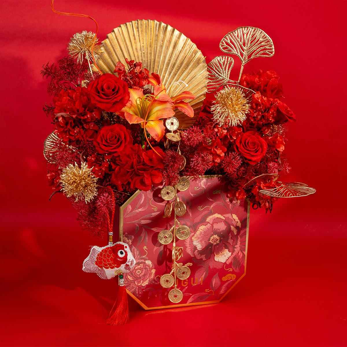源头工厂定制新中式婚庆花篮新年客厅摆件鲜花装饰节日礼物