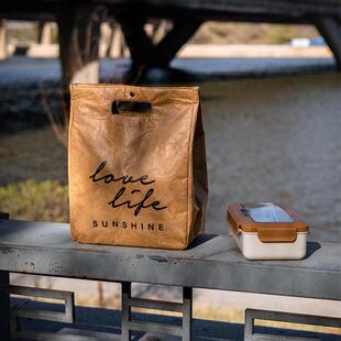 YJ北欧覆古露营野餐杜邦纸铝箔手提保温袋便当带便当包英文字母款