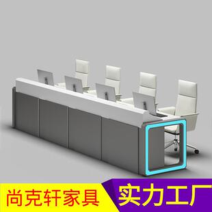 科技感控制台监控台指挥操作台调度台中控室工作台烤漆三联桌