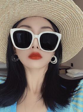 2024新款韩版高级感ins白色偏光墨镜女网红眼镜大脸显脸小太阳镜