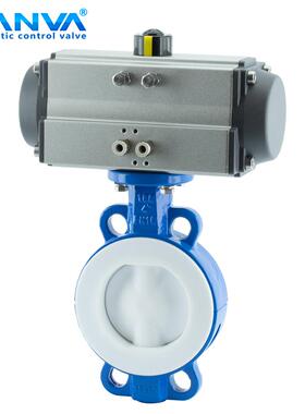 南阀AT-D671F4/F46-16C 气动全衬四氟耐强酸碱腐蚀对夹碳钢蝶阀