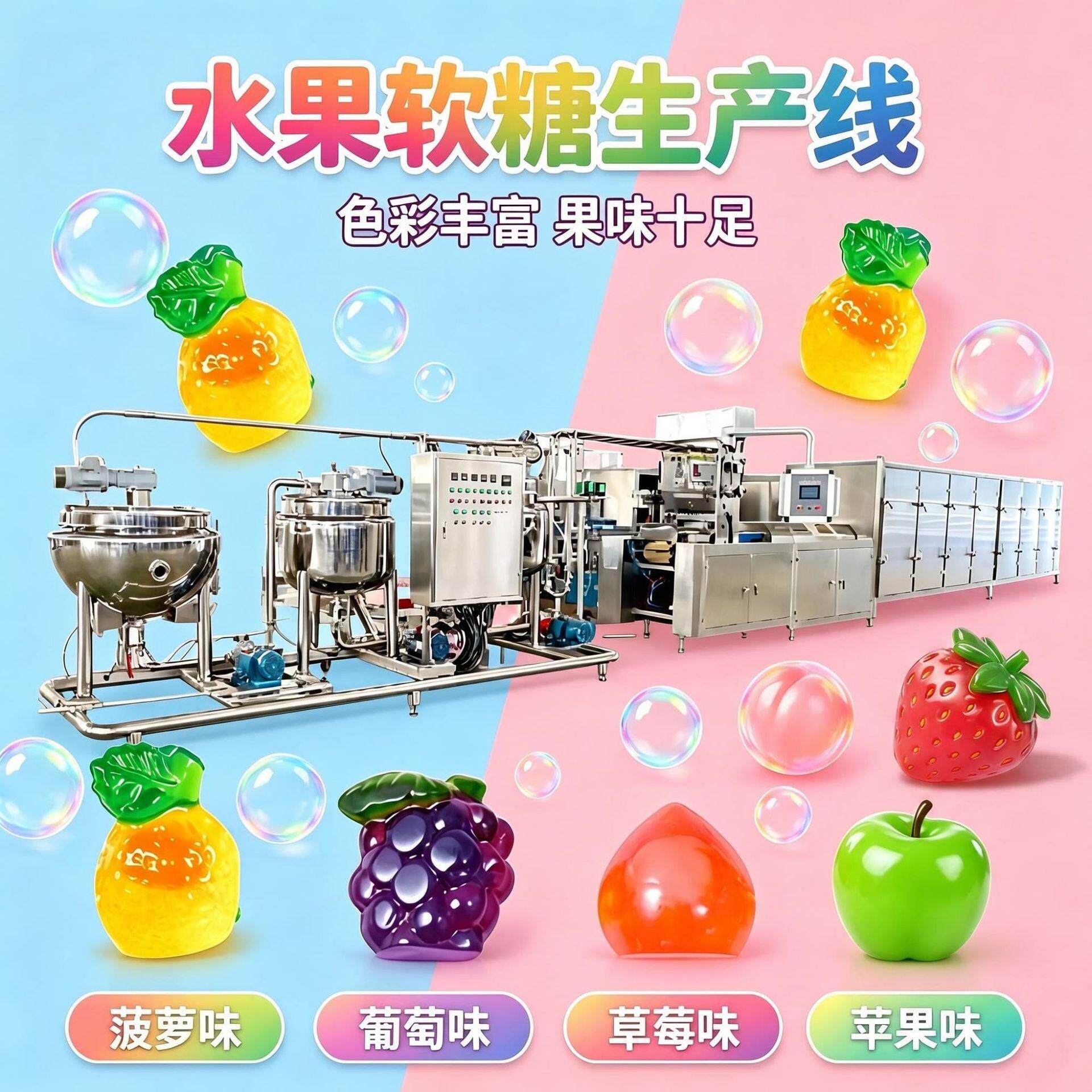 全自动爆浆软糖生产线设备果汁喜糖夹心味糖果食品加工机械源头厂