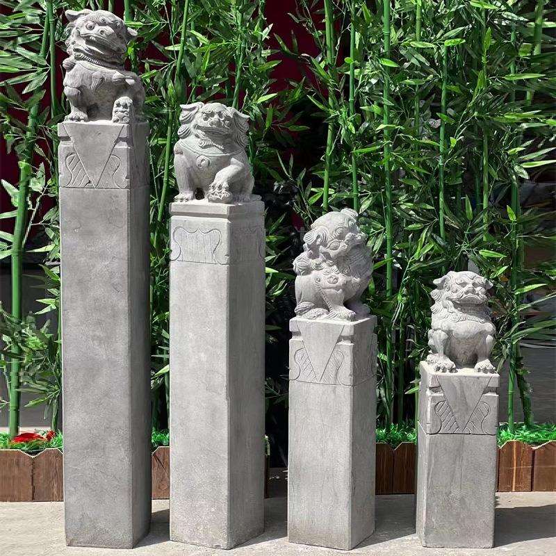 青石拴马桩石雕仿古狮子貔貅金蟾拴马柱中式庭院祥云石柱装饰摆件