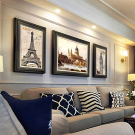 美式客厅装饰画沙发背景墙，挂画复古名画油画，欧式建筑壁画法式墙画