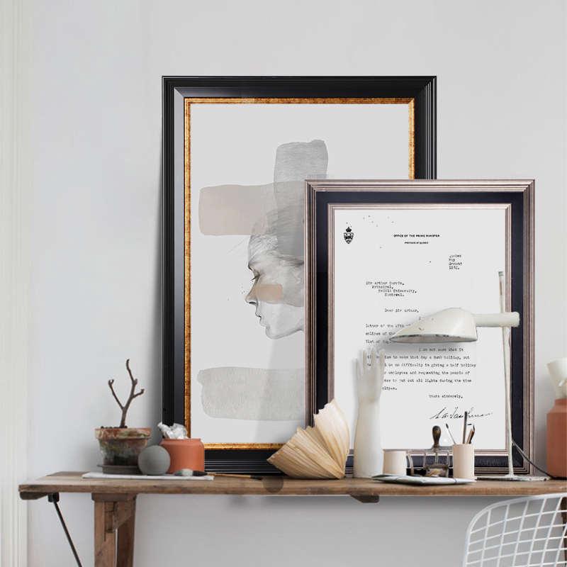 复古美式相框来图做画框装裱任意尺寸复古外框挂墙海报框架裱框