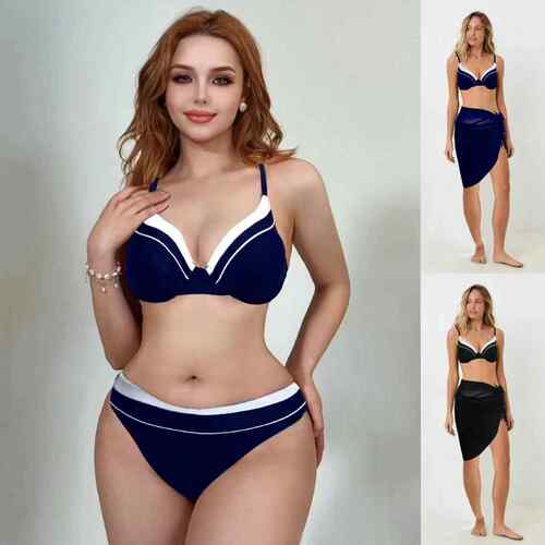 High waist split swimsuit, three swimsuits, plus size