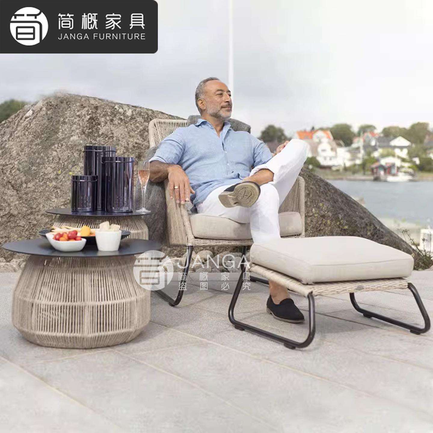 户外花园庭院藤编沙发露天阳台休闲桌椅防水防晒双人藤沙发家具