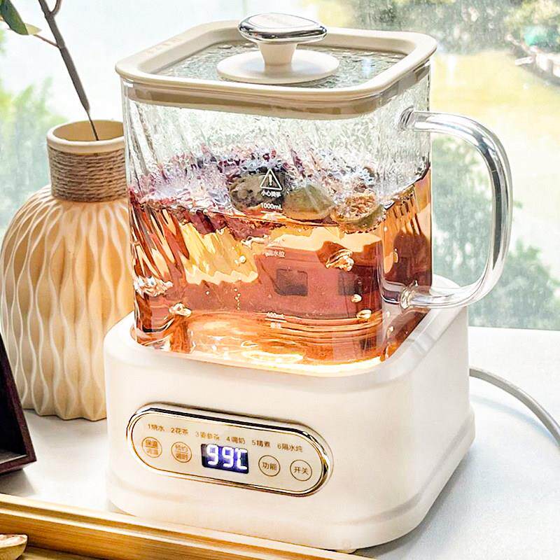 巴森小方炖养生壶全玻璃办公室花茶壶多功能大容量烧水壶不含胶