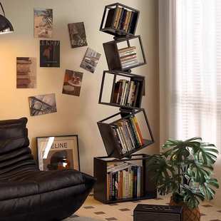 异形创意网红转角立式 书架落地置物架简约现代书柜客厅铁艺角落