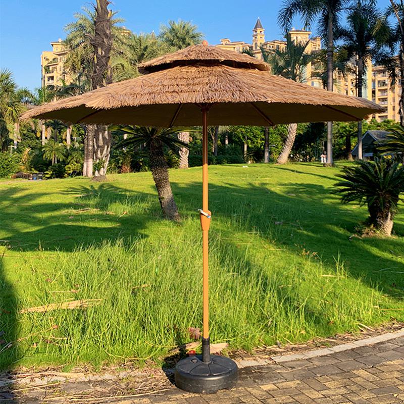 户外遮阳伞仿真茅草伞庭院花园罗马伞毛草伞农家乐网红民宿稻草伞