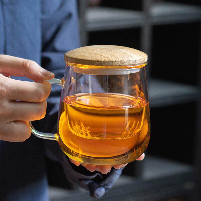 加厚玻璃杯三件套耐热茶水分离泡茶杯水杯家用个人杯子包邮
