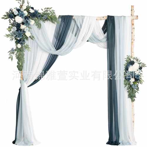 供货婚礼厂家拱门派对花纱装饰帷幔仿真幔五件套纺人造雪