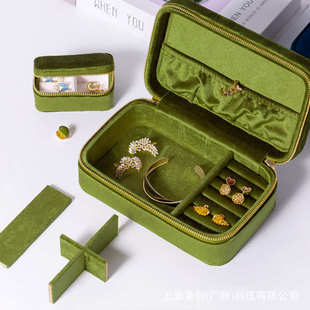 现货批发上品美创丝绒珠宝收纳盒旅行便携式小巧首饰收纳盒子