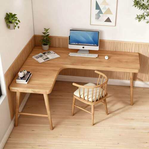 L型实木书桌书房卧室转角靠墙电脑桌小户型家用拐角学习办公桌子