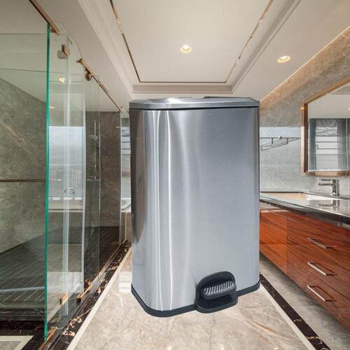方形慢速不锈钢分类垃圾桶脚踏式有盖商用厨房20L30L50L60L大容量