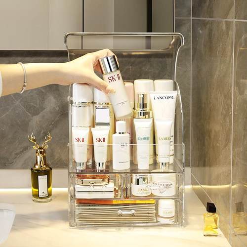 亚克力化妆品梳妆台护肤品透明桶