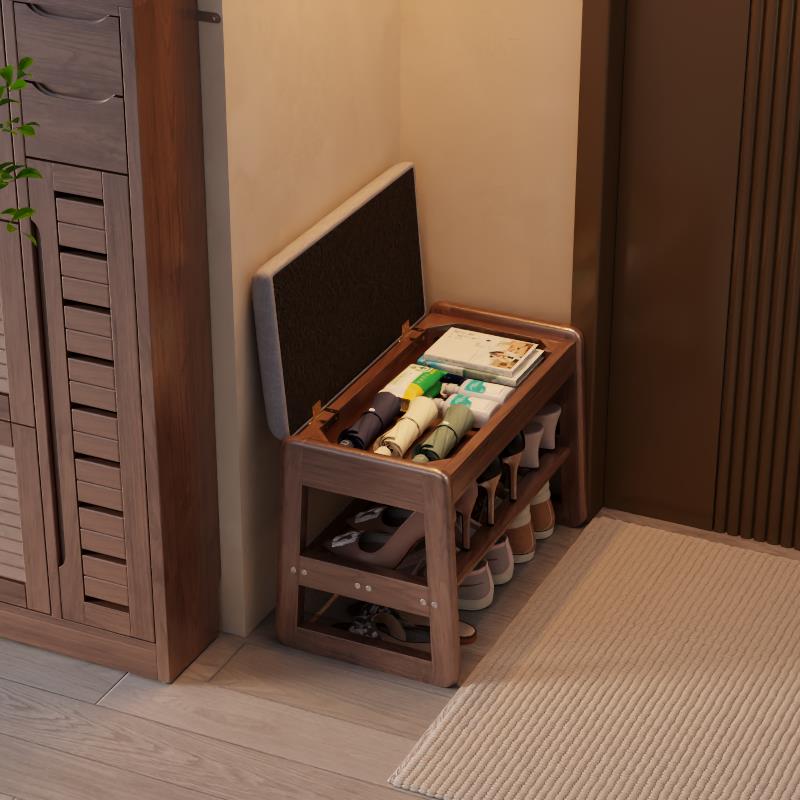 实木换鞋凳家用门口入户鞋架可坐穿鞋凳进门凳玄关鞋柜收纳软包登