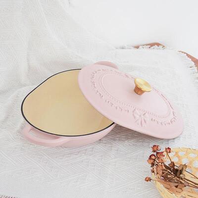 Fco锅ok铸铁搪瓷珐琅锅浮雕椭圆炖锅烤YF-30FDG炖鱼电磁炉汤锅不