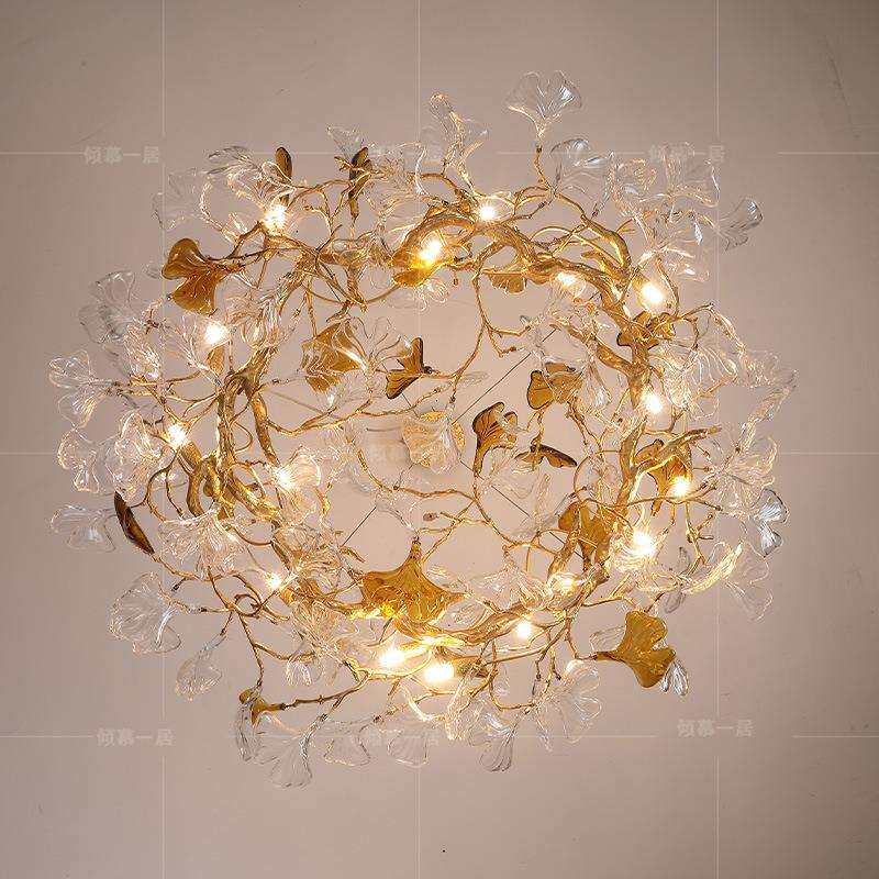 全铜吊灯树枝灯客厅餐厅书房卧室灯创意艺术别墅复式高端轻奢大气
