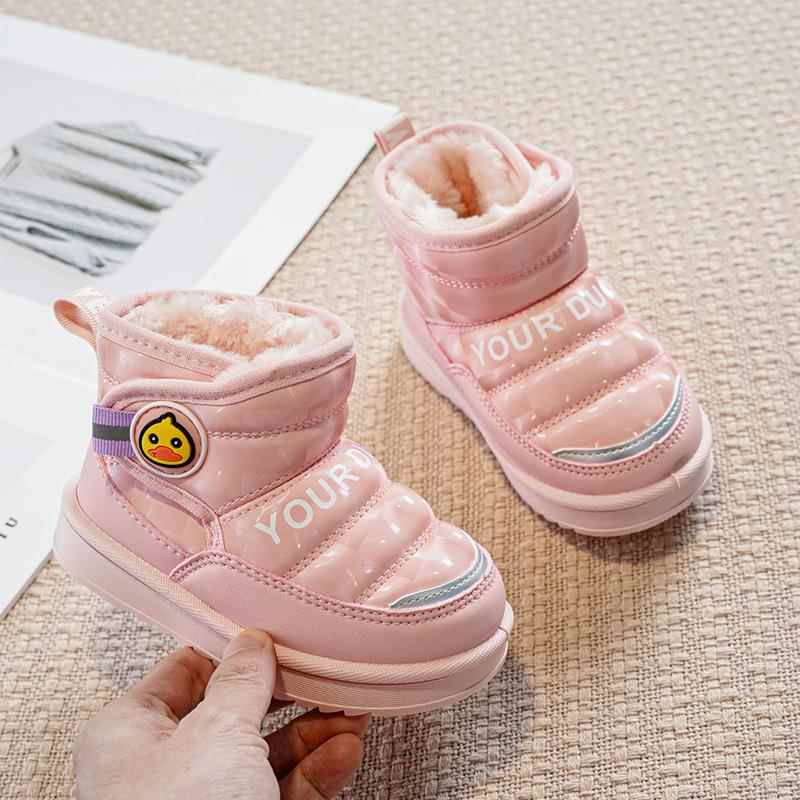 儿童雪地靴冬季新款女童防水加厚宝宝棉鞋软底男童加绒保暖棉靴