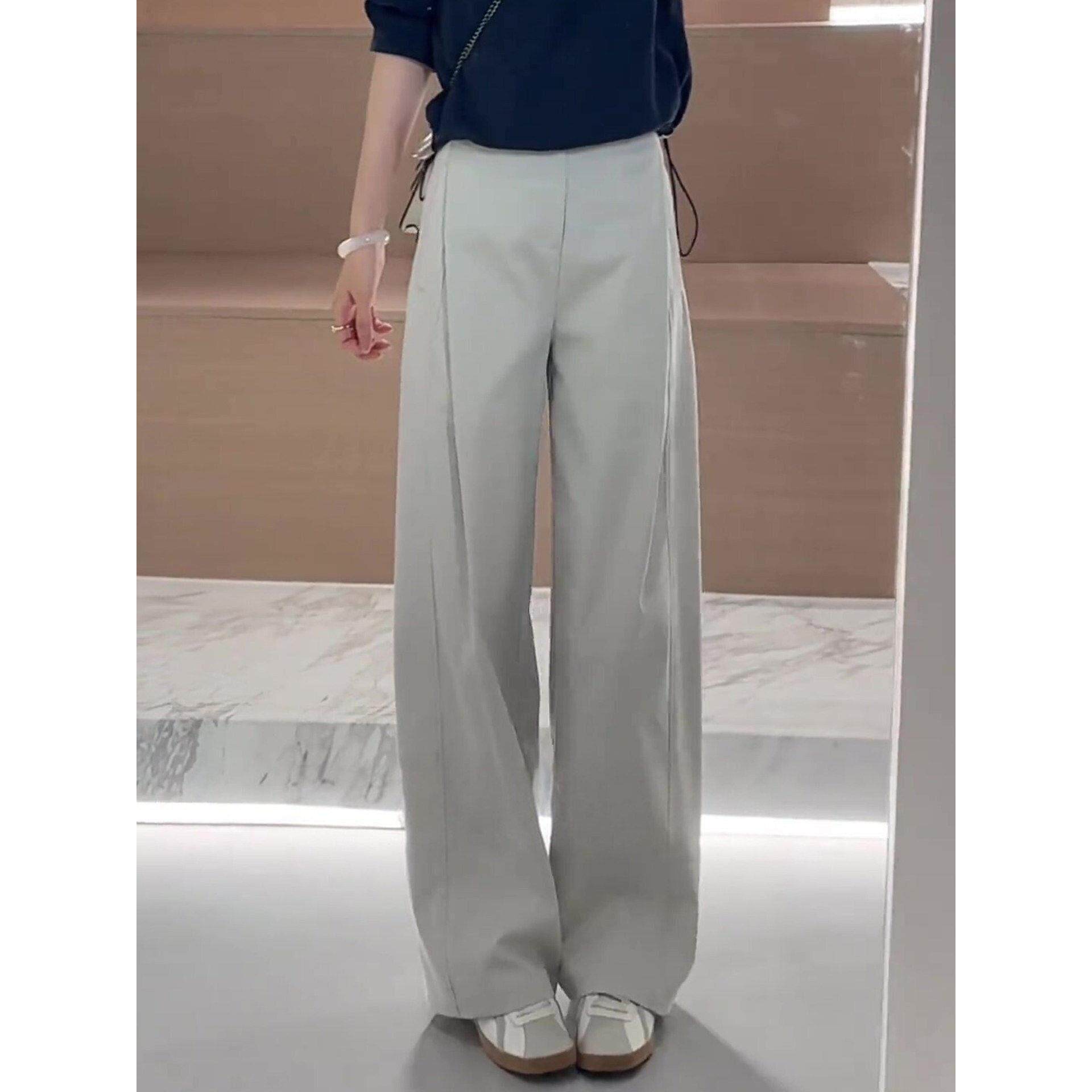 垂坠感超好看小个子西装阔腿裤女春季新款时尚风琴裤九分直筒裤子