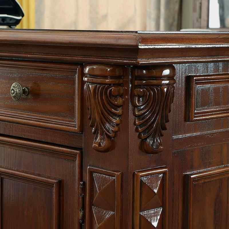 美式实木书桌欧式雕花简约台书老板大班总裁桌办578公台桌书房电