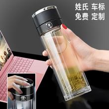 一键开盖车载玻璃杯姓氏水杯套装礼盒送人男女泡茶保温杯茶水分离