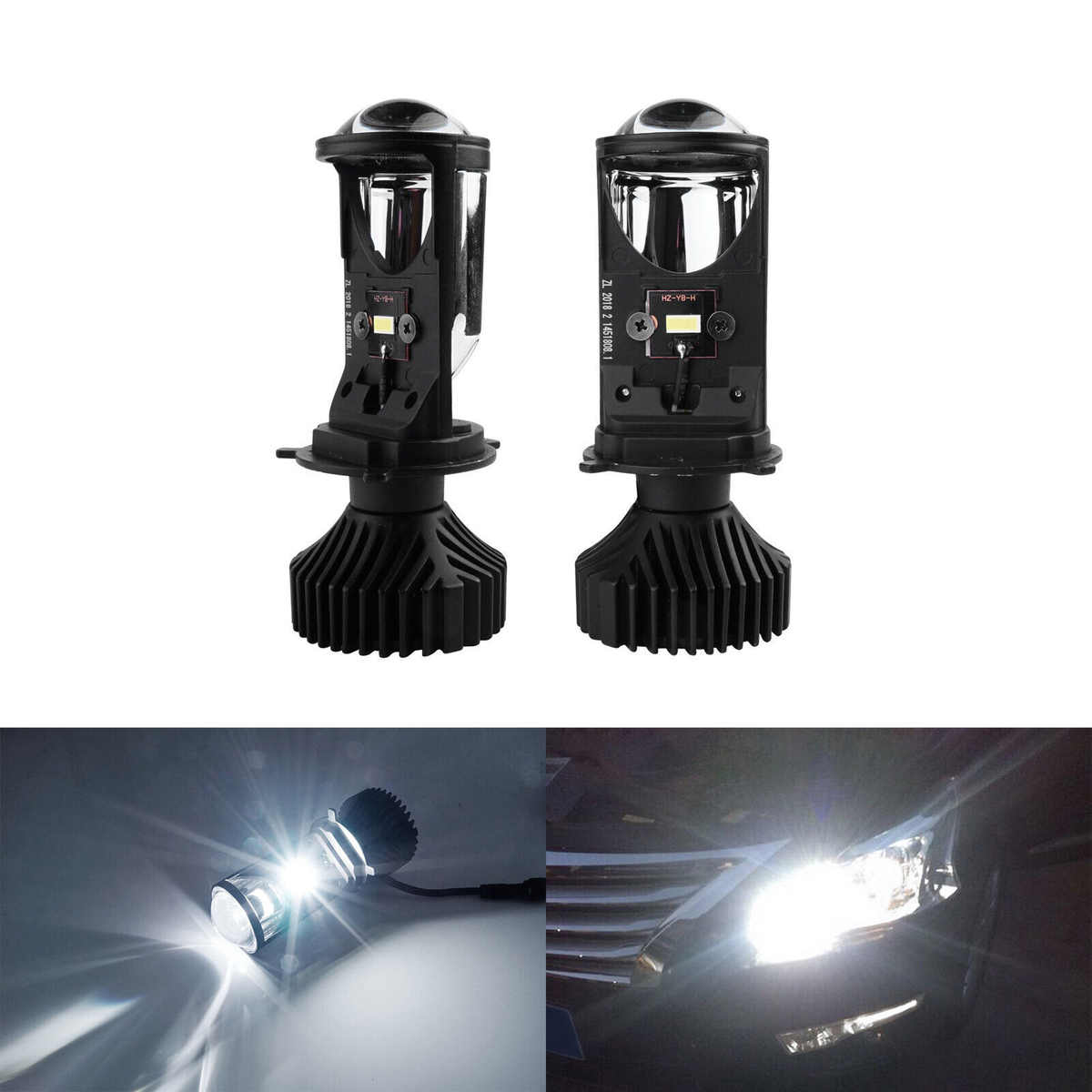 新款Y6DY8Y7DH4透镜汽车摩托车通用LED大灯鱼眼灯远近光12-24通用