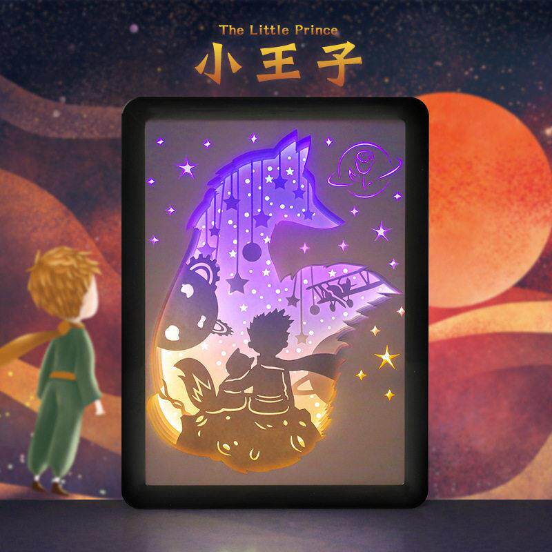 创意礼品房间相框装饰剪纸小台灯卧室床头氛围灯3d立体光影纸雕灯