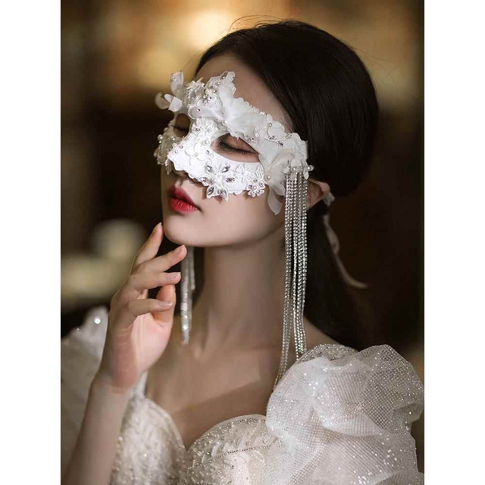 婚纱面具生日结婚宴会派对性感女神时尚新娘化妆假面舞会道具