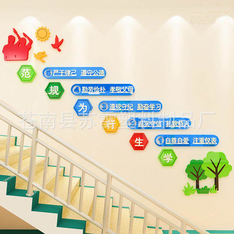 校园文化装饰文明标语3d立体辅导班教室布置学校过道楼梯装饰墙贴