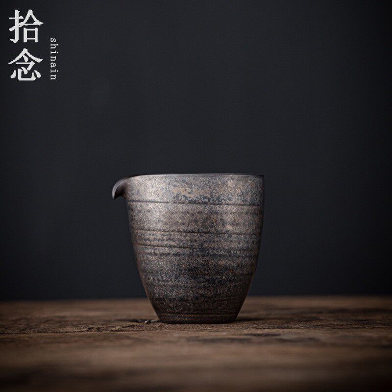 拾念手工薄胎公道杯鎏金釉大公杯茶具茶海陶瓷日式分茶器茶道茶漏