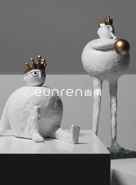 现代简约几何创意吹气泡的男孩雕塑摆件玄关样板房售楼处软装饰品