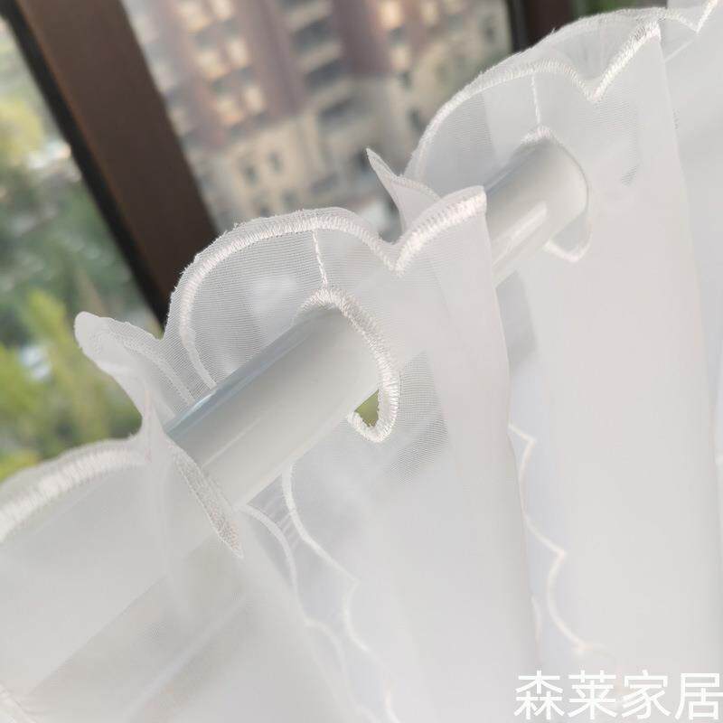 xyt韩式纱帘纯白色半截窗帘短窗帘飘窗小窗帘半帘短帘透光卧室橱