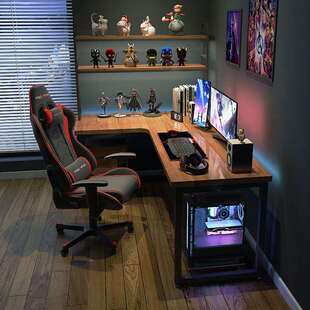 家实木转角电脑桌L型拐角书桌台式 卧用写字桌台室A333253窗边墙角