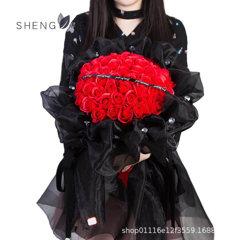 七夕情人节母亲节永生玫瑰香皂花52朵送闺蜜女朋友爱人生日礼品