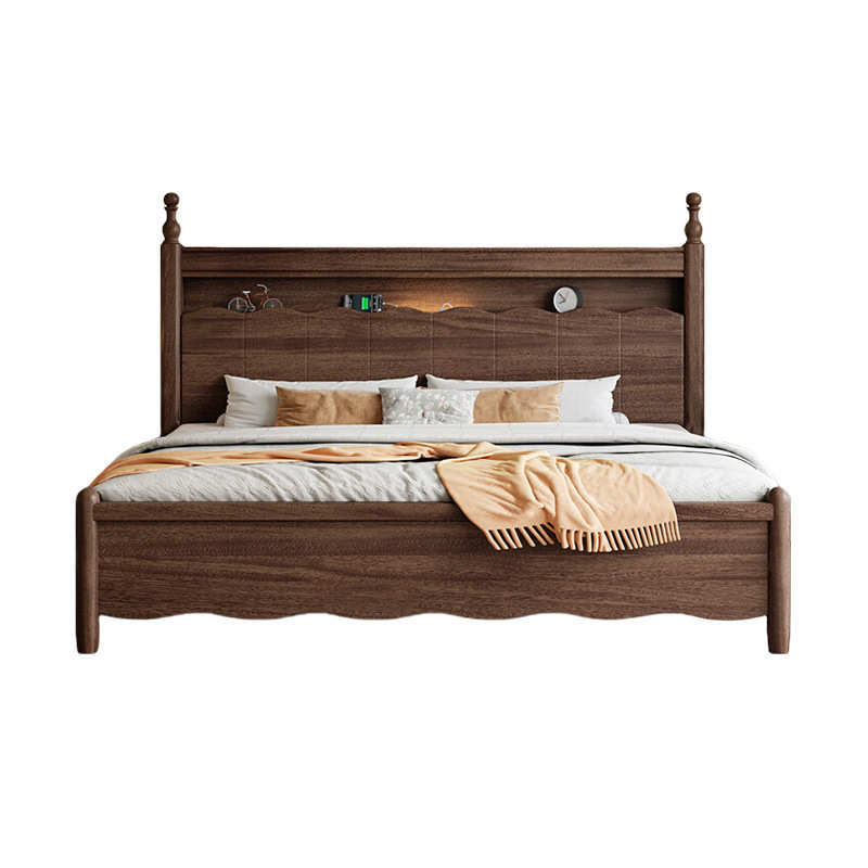 实木床中式胡桃木床1.5m家用现代简约主卧1米8双人床气压美式床