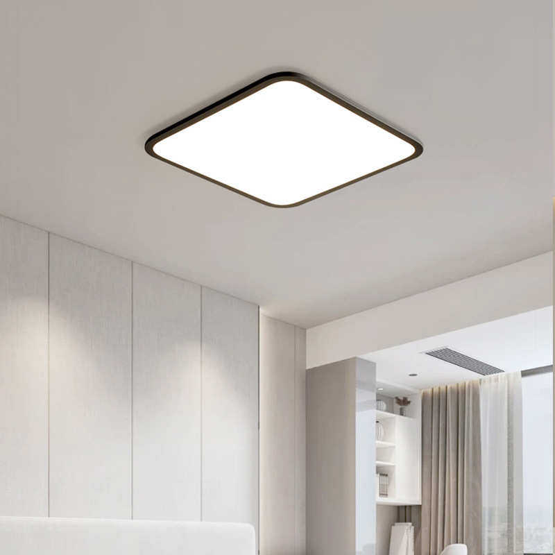 圆形卧室灯主卧客厅灯护眼吸顶灯简约现代极简房间灯黑色led灯具