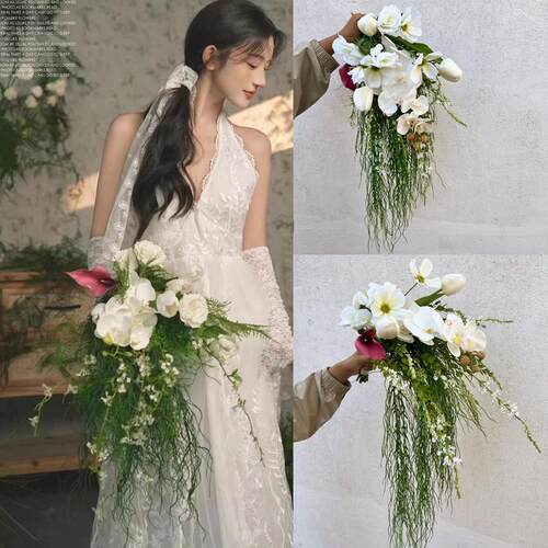 韩式森系园林小清新彷真花 领证结婚婚礼婚纱摄影拍照新娘手捧花